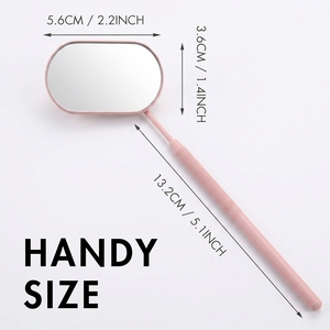 Premium Oval Wide View Lash Inspection <b>Mirror</b> Stainless Steel Eyelash Extension <b>Mirror</b> <b>with</b> Non Slip Handle <b>Makeup</b> Tool - Product Image 4