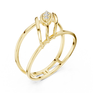 Anillo de oro macizo de 14k para mujer con diamantes de corte redondo minimalista de banda dividida, ideal para regalo, compromiso, aniversario, boda - Product Image 3