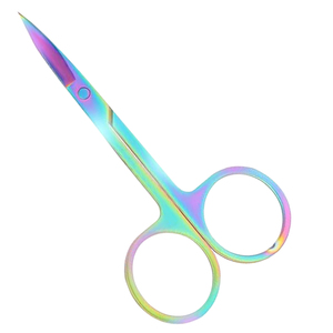 Premium Rainbow Stainless Steel 5Pcs Eyebrow Tweezer Set Precision Tweezer for Eyebrows with <b>Curved</b> <b>Scissors</b> for Ingrown Hair - Product Image 2