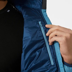 Blouson matelassé bleu clair pour homme, col montant, coupe-vent, fermeture éclair, rembourrage en polyester, coupe classique, pour l'automne - Product Image 6