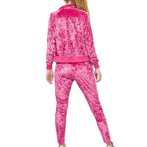 Conjunto Deportivo de 2 Piezas para Mujer, Marca White Bird Express, Color Rosa, Terciopelo, 100% Algodón Ecológico, Estilo Jogger, Ropa Deportiva Informal - Product Image 2