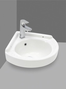 Compact Oval <b>Corner</b> Ceramic Sink Modern <b>Small</b> Wall Mounted Washing <b>Basin</b> Luxury Bathroom Vanity Parity Hand Wash Vessel Bowl - Product Image 1