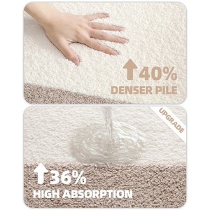 Tapis de bain en coton rectangulaire, couleur unie, antidérapant, avec support en caoutchouc, épais et tufté, pour usage domestique, lavable en machine - Product Image 3
