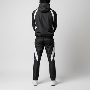 <b>Zip</b> up Hooded 100% Cotton Jacket and Pants <b>Jogger</b> Gym Sets Patchwork Unisex Solid Logo Track Suits - Product Image 5
