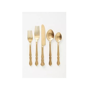 Juego de cubiertos con acabado espejo, cubiertos dorados de lujo, cubiertos metálicos sostenibles, ideales para regalos, en stock, para uso en restaurantes y hogares. - Product Image 5