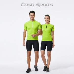 Maillot de cyclisme vert lime haute visibilité avec fermeture éclair 1/4 |   Autres couleurs également disponibles - Product Image 1