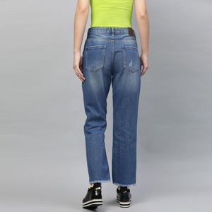 Wholesale Low Price Custom Logo Best Quality High <b>Waist</b> Ripped Wide Leg <b>Jeans</b> Women Vintage Distressed Denim Pants - Product Image 6