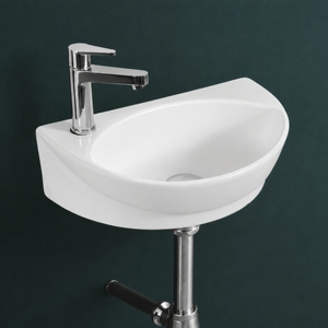 Lavabo de Pared CODY, Forma Irregular, Un Solo Orificio, Grifo Cromado, Diseño Minimalista, Capacidad de 12L, Lavabo de Baño - Product Image 3