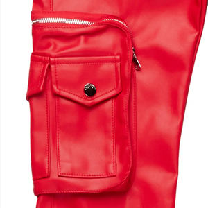 Pantalones de Cuero para Hombre, Más Vendidos, con Múltiples Bolsillos, Cierre de Botones, Diseño Sencillo, Estilo Casual, Corte Recto - Product Image 5