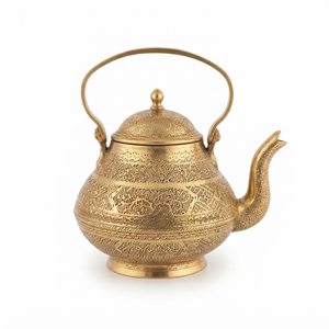 Théière en laiton massif gravée à la main, artisanale, de luxe, pour la décoration de la maison, article cadeau, exportateur en gros - Product Image 1