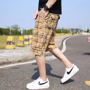 Shorts Bermuda décontractés pour homme 100% coton à carreaux, épais, multi-poches, taille mi-haute, style streetwear, écologiques - Product Image 5