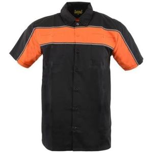 Chemise de travail classique pour homme en cuir MDM11673 2025, noir et orange, boutonnée, résistante, pour vêtements de travail - Product Image 2