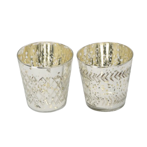 Mercury <b>Glass</b> Antique Silver Tea Light <b>Holder</b> <b>Candle</b> Votive - Product Image 1