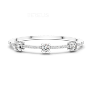 Magnifique bracelet à trois pierres en diamant solitaire certifié de poids total en carats, pierres cultivées en laboratoire, magnifiquement conçu - Product Image 3