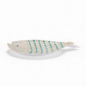 Handcrafted Glass Mosaic Fish Decorative <b>Tray</b> Bohemian Style Animal Shape Art Piece - Product Image 2