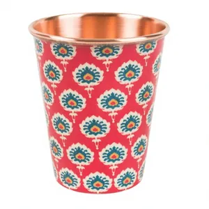 Vaso de Cobre Puro Premium con Diseño Floral de Aves, Vaso de Cobre Hecho a Mano, Vaso de Agua Ayurvédico de Cobre Decorativo - Product Image 2