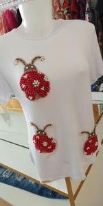 Estrella Bordada a Mano con Cuentas de Cristal y Vidrio, Diseño Personalizado para Top de Mujer - Regalo de Aniversario y Bautizo - Product Image 6