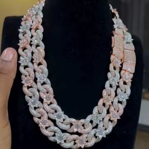 New Luxury Miami Cuban Link <b>Chain</b> Fully <b>Iced</b> D VVS Studded Diamond Tester Check Moissanite Fashion Necklaces - Product Image 4