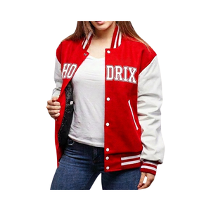 Blouson universitaire personnalisé OEM avec patch en chenille, en laine épaisse et manches en cuir, de qualité supérieure, pour équipe de baseball, style Letterman, vente en gros - Product Image 4