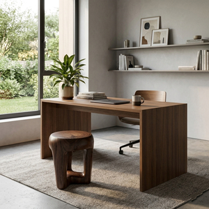 Taburete Moderno Triangular de Madera Maciza de Monkey Pod con Acabado en Nogal, Mesa Auxiliar Hecha a Mano para Dormitorio, Sala de Estar, Muebles para el Hogar y Hoteles - Product Image 4