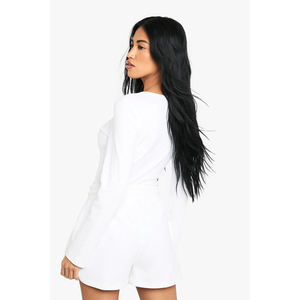 Ensemble décontracté pour femme : Crop top blanc tricoté à fermeture éclair et short assorti, manches longues, col rond, couleur unie, idéal printemps-été - Product Image 6