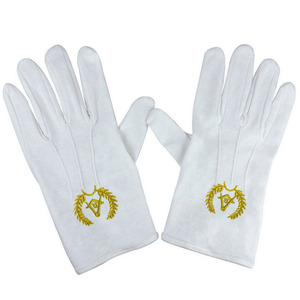 Guantes Masónicos Blancos de Algodón con Bordado Dorado, Transpirables, para Trabajo al Aire Libre, Unisex, de Alta Calidad - Product Image 3