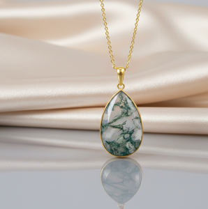 Collier en Agate Mousse de 16 Pouces, 15g, en Argent 925, Fait Main, Bijoux Fins, Cadeau d'Anniversaire, Best-Seller - Product Image 2