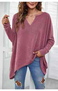 T-shirt personnalisé à manches longues et col en V pour femme, grande taille, collection printemps-automne, offre spéciale - Product Image 3