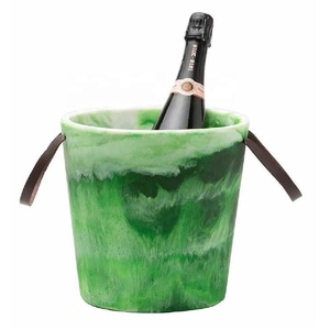 Cubo de Hielo de Resina con Diseño en Espiral de Alta Calidad con Asas de Cuero, Enfriador de Vino para Fiestas, Enfriador de Vino para Bares y Decoración del Hogar - Product Image 3