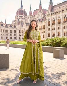 Dhwaja Export Silk Free Size <strong>Stitched</strong> <strong>Suit</strong> with Embroidery Work - Product Image 1