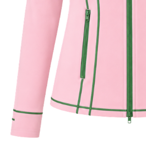 เสื้อแจ็คเก็ตแทร็คซิปยาวสีชมพูเขียวสำหรับผู้หญิง แบรนด์ AKA แขนยาว คอตั้ง ลายตัวอักษรกรีก เสื้อผ้าสำหรับชมรมนักเรียน ชุดกีฬาลำลอง เสื้อคลุมทีมกีฬา - Product Image 3