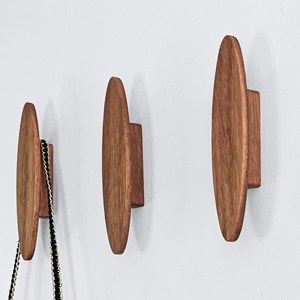 Porte-manteau et porte-casquettes mural ovale en bois, multifonctionnel, non pliable, organisateur moderne pour entrée - Product Image 2