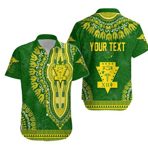 Chemise polo verte Chi Eta Phi à manches courtes pour homme, motif imprimé décontracté, coupe classique, design tissé en polyester, logo sur le devant - Product Image 6