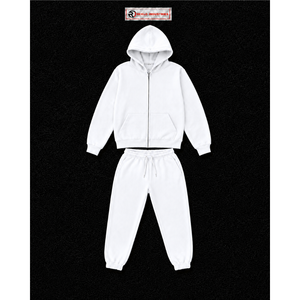 Custom <b>White</b> Tracksuit <b>Men</b> Full Zip Hoodie <b>Jogger</b> Pants Set Plain Casual Sportswear Gym Training Streetwear Wholesale Athletic W - Product Image 5