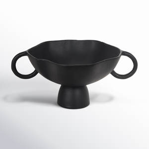 Bol de présentation de fruits sur piétement, plat rond, centre de table, articles décoratifs, bol de service, bol noir pour table, décors modernes - Product Image 2