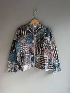 Chaqueta Acolchada Floral para Mujer, Cuello Mao, Manga Larga, Otoño, Largo Regular, Estampada, Relleno de Poliéster, Forro de Algodón, REGALO - Product Image 1