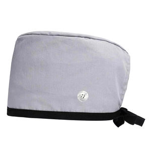 Gorros de enfermera al por mayor para mujer, de pelo largo, con botones, bordado personalizado, logo impreso, patrón liso, gorros para cola de caballo, forro de satén - Product Image 4