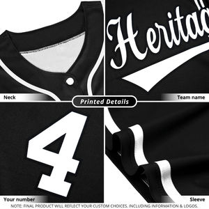 Camiseta de Béisbol Sublimada Personalizada Profesional para Hombre, Uniforme de Equipo con Botones Completos, Diseño Urbano Negro, Camiseta Deportiva Transpirable - Product Image 5
