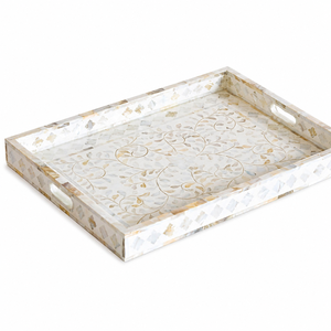 Bandeja Redonda de Nácar al por Mayor, Plato Decorativo de Lujo con Mosaico de Concha de Capiz para Mesa de Centro y Decoración del Hogar - Product Image 2