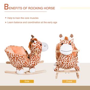 Sedia a dondolo in legno a forma di giraffa marrone con suono per bambini e bambine - Product Image 5