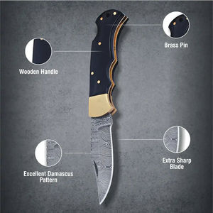 Couteau de poche en acier Damas de qualité supérieure avec action de pliage fluide et lame tranchante - Product Image 5