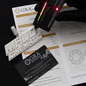 Colgante personalizado con letras y nombre, estilo hip hop, en plata de ley 925 con diamantes de moissanita VVS, regalo personalizado para hombre. - Product Image 2