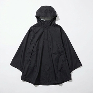 Veste poncho à capuche noire |   Manteau imperméable surdimensionné à demi-zip |   Veste coupe-vent unisexe streetwear |   Fabricant OEM personnalisé - Product Image 1