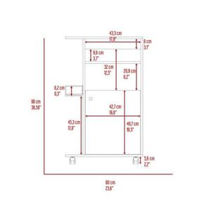 DEPOT E SHOP Carrello da Cucina Bianco Opal con Anta Singola e Quattro Ruote, Armadietto a Anta Singola, Isole e Carrelli da Cucina - Product Image 4