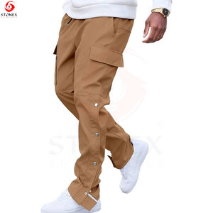 Men's 100% Cotton Breathable Quick-Dry Lightweight Summer <b>Cargo</b> Pants Stonewashed Mid Waist Button Fly Classic <b>Straight</b> <b>Leg</b> for - Product Image 4