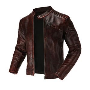Custom Men's Slim Fit Varsity <b>Jacket</b> New Fashion Premium Quality 100% Original Warm Breathable Cow <b>Leather</b> with Stand Collar - Product Image 3