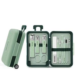 Portable Stainless Steel Manicure Kit With <b>Nail</b> Clipper <b>Set</b> In Green Case For Travel Use - Product Image 1