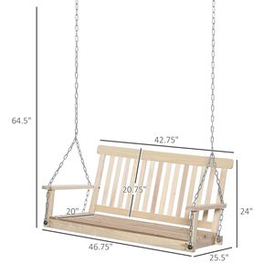 Poltrona sospesa a 2 posti sedia da giardino con Design a doghe e capacità naturale di 440 libbre - Product Image 3
