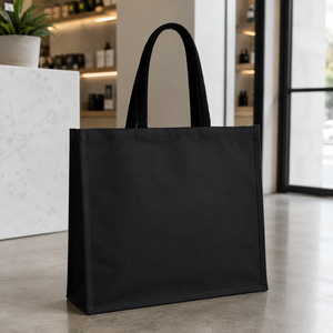 Sac fourre-tout promotionnel en toile noire laminée 300GSM 40x35x16cm avec poignée rembourrée, logo personnalisé, vente en gros, fabricant, exportateur - Product Image 6