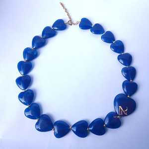 สร้อยคอรูปหัวใจประดับลูกปัดเรซิ่นทำมือ สีม่วงแต่งสีส้ม ของขวัญเครื่องประดับคริสเตียนแสนโรแมนติกสำหรับผู้หญิง จาก MN EXPORTS - Product Image 5